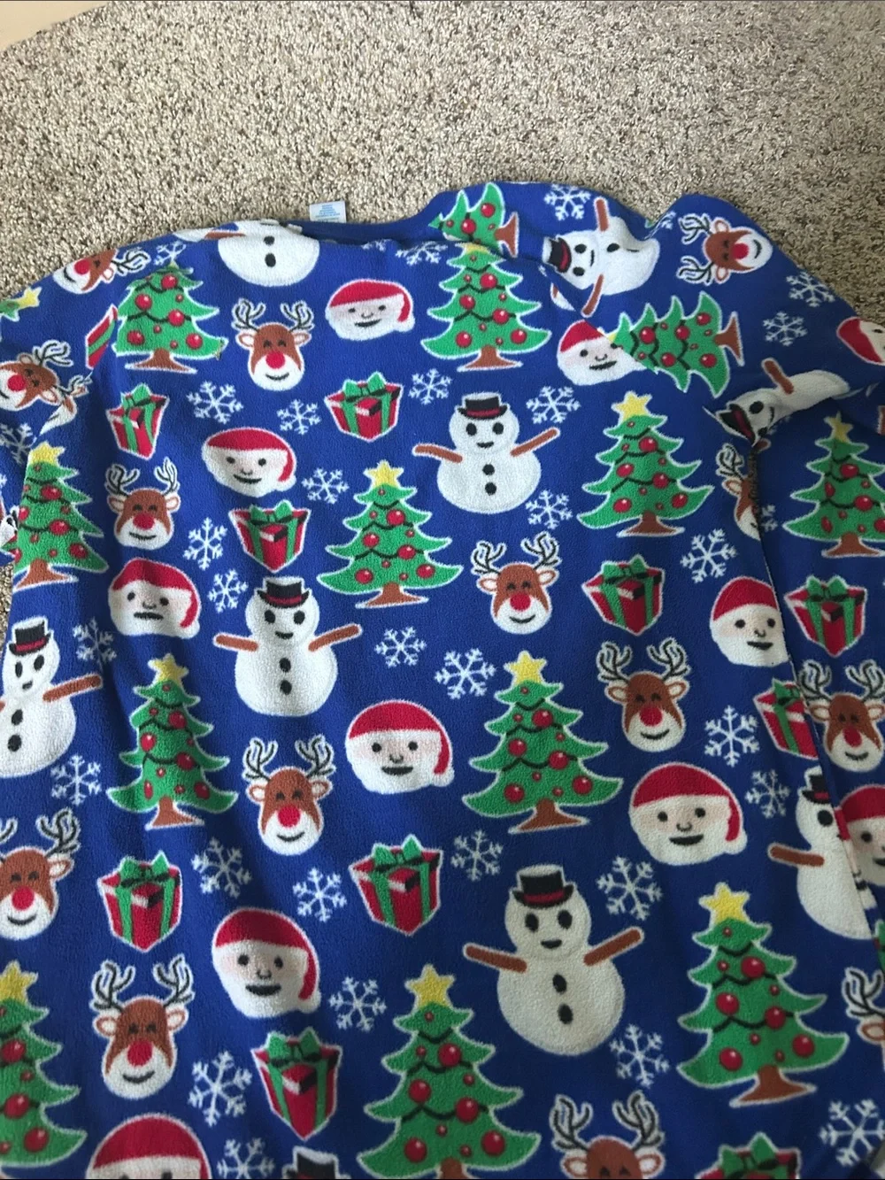 The Children's Place Blue Holiday Fleece Top with Snowmen & Festive Icons